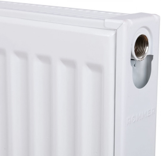 Стальной панельный радиатор Тип 22 Rommer Ventil 22/400/600 нижнее правое подключение