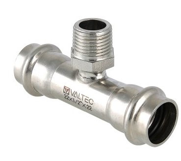 Тройник из нержавеющей стали с наружной резьбой Valtec 28х1