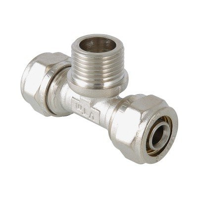 Фитинг обжимной тройник VALTEC VTm.333.N.260626 26x1"x26 с переходом на наружную резьбу