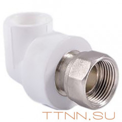 Угольник РосТурПласт с накидной гайкой на метал. штуцере 20х3/4&quot; арт.14266