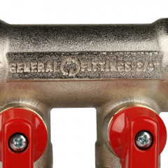 Коллектор с шаровыми кранами STOUT 3/4"х3х1/2" красные ручки