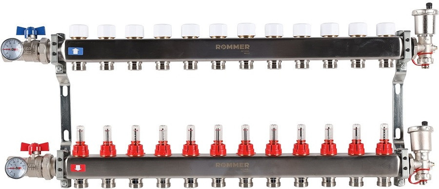 Для отопления Rommer 1"/3/4"x12 с расходомерами (RMS-1210-000012)