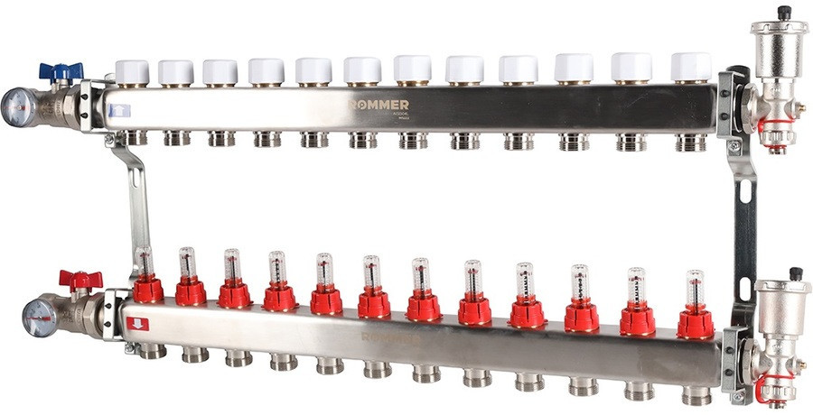 Для отопления Rommer 1"/3/4"x12 с расходомерами (RMS-1210-000012)