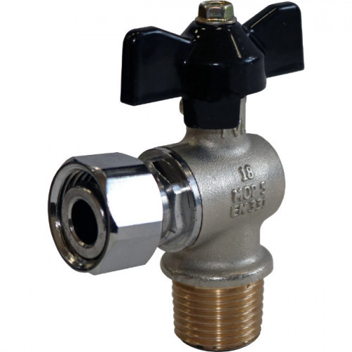 Кран шаровой угловой с накидной гайкой наружная резьба STOUT 1/2"х1/2" SVB-0010-000015