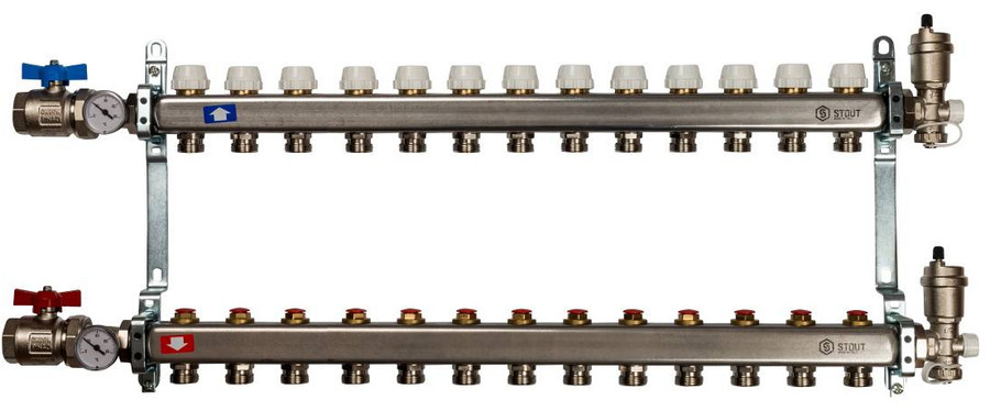 Коллектор с запорными клапанами STOUT SMS 0912 000013