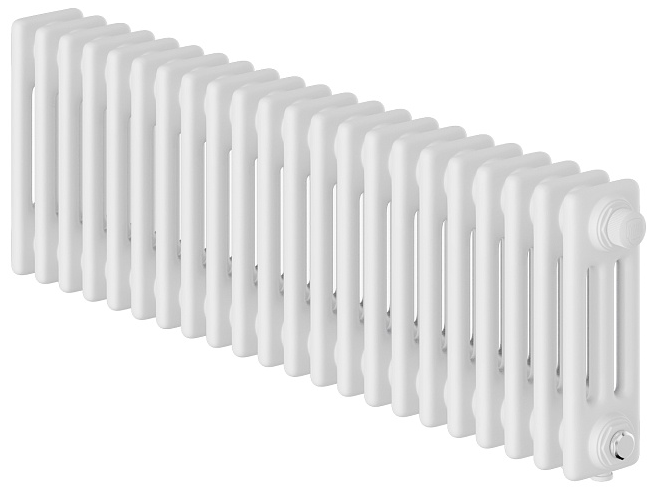 Стальной трубчатый радиатор 3-колончатый Royal Thermo Insignia VC3030 - 22 секц. RAL9016, нижнее 1/2