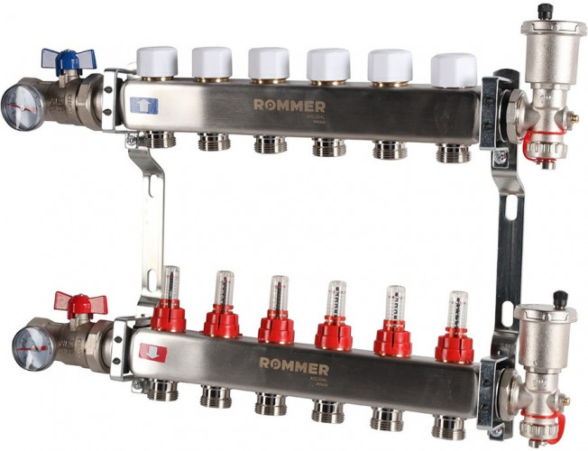 Для отопления Rommer 1"/3/4"x6 с расходомерами (RMS-1210-000006)