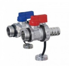 Кран дренажный и штуцер красная и синяя ручка TIM 1/2&quot; М310-2