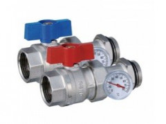 Кран прямой под термометр красная ручка бабочка TIM 1&quot; М308-4А