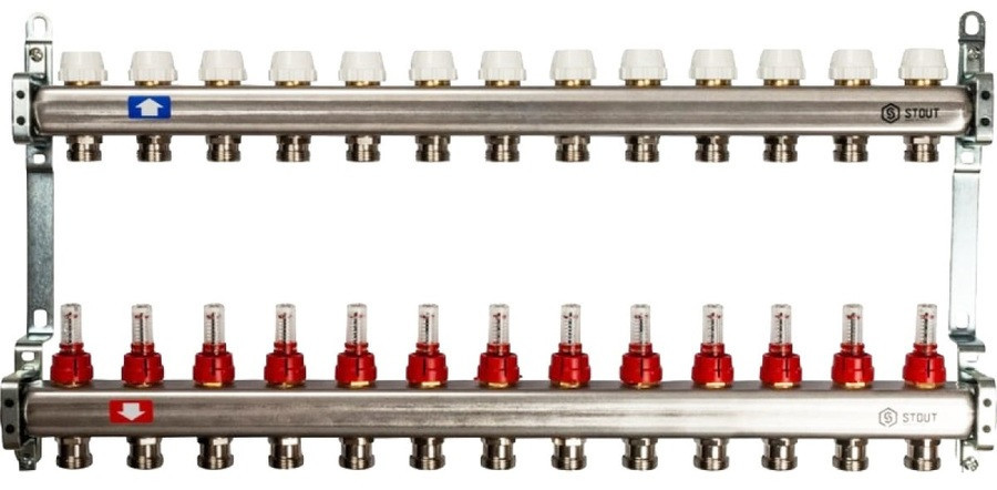 Коллектор с запорными клапанами STOUT SMS 0922 000013