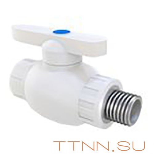 Кран РосТурПласт шаровой полнопроходной с наруж. резьбой на выходе  25х3/4" арт.21517