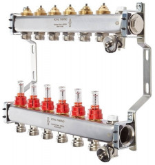 Для отопления Royal Thermo 1&quot; ВР-3/4&quot; НР, 9 выходов с расходомерами, нерж. (RTE 52.109)