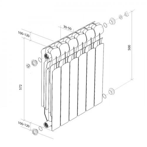 Биметаллический радиатор Royal Thermo Indigo Super+ 500 12 секц.