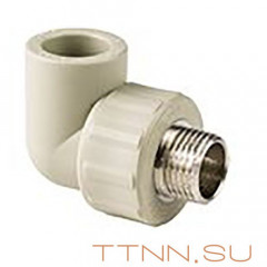 Угольник РосТурПласт PN25 комбинированный, наруж. резьба 25х3/4&quot; арт.11052